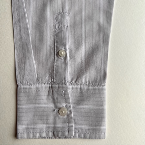 Everlane Women's Grey White Striped Oversized 100%Cotton Collarless Shirt Size4 - Picture 12 of 15